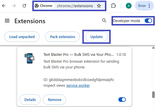 Chrome extensions update process