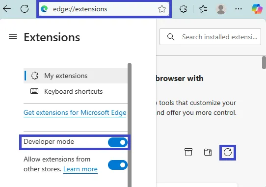 Edge extensions update process