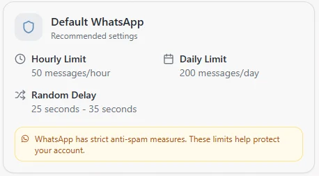 Text Blaster Pro WhatsApp safeguard settings